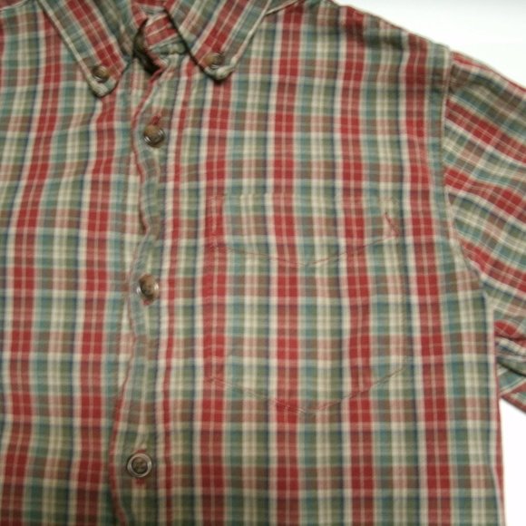 Children's Place Boys Shirt Button Down Red Tan Green Plaid Long Sleeve 5-6 - Picture 3 of 11
